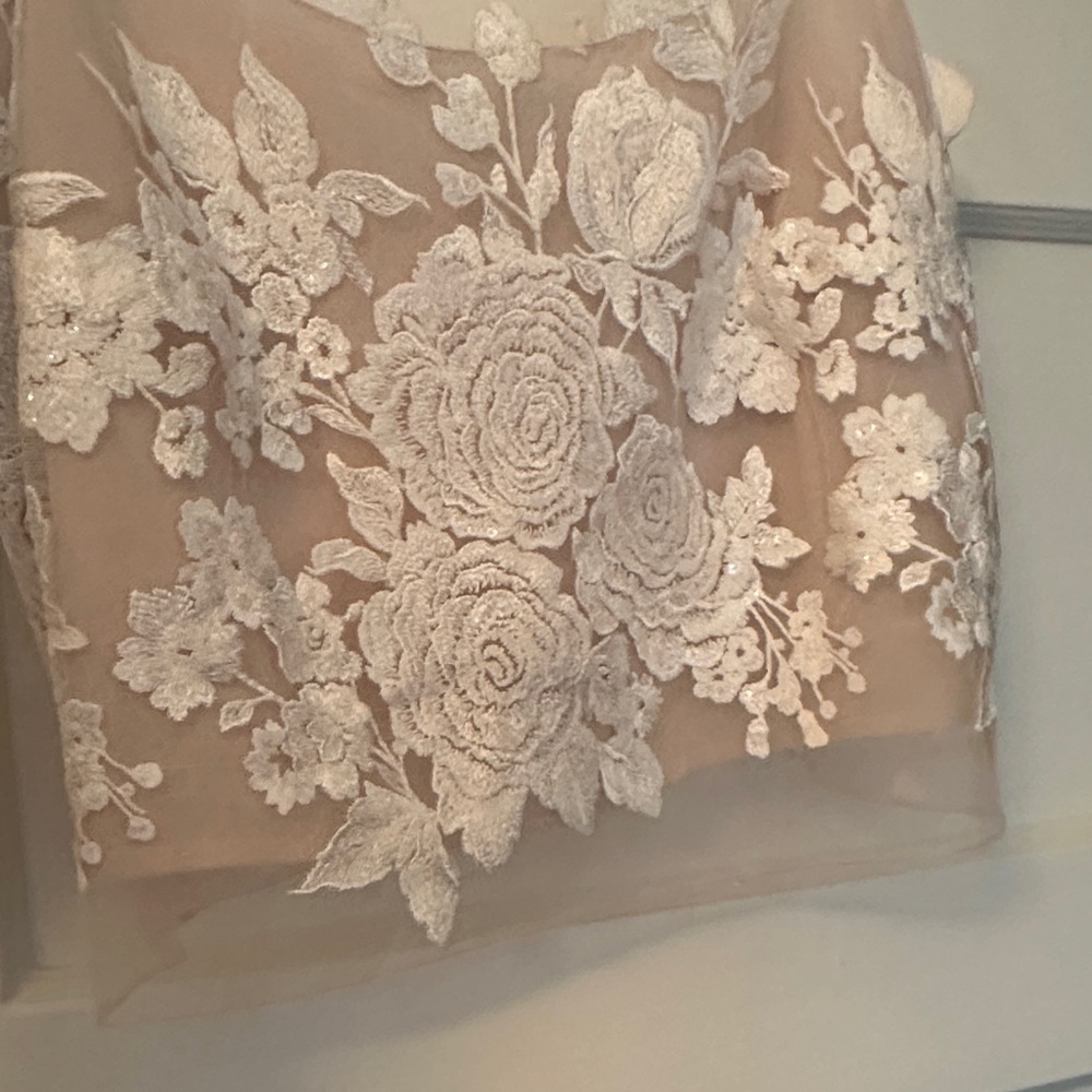 Bridal Cropped Lace Floral Top - Ivory - Picture 3 of 11